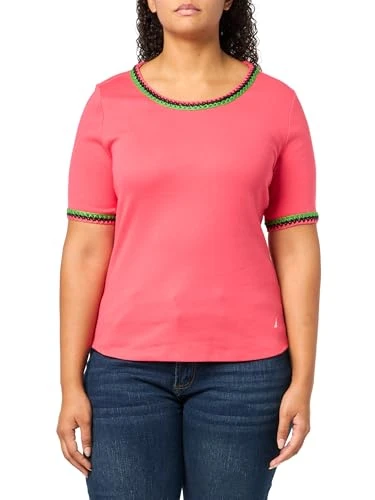 Women's Cotton Short Sleeve Solid Knit Top, Rouge, L