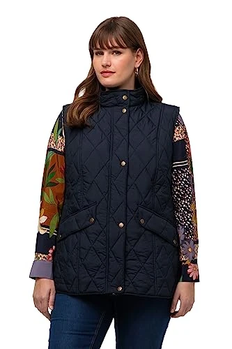 Women's Country house quilted vest pheasant lining, navy, 28-30