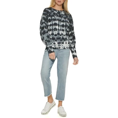 Women's Cozy Soft Everyday Sweater Pull, Blk/Wht, Medium