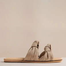 Womens Cream Mimi Suede Flat Sandal