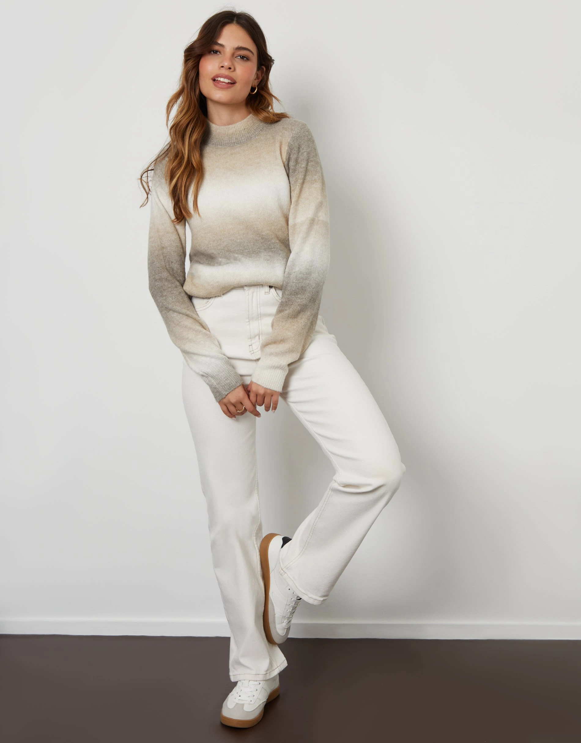 Women's Cream Ombré Crew Neck Jumper