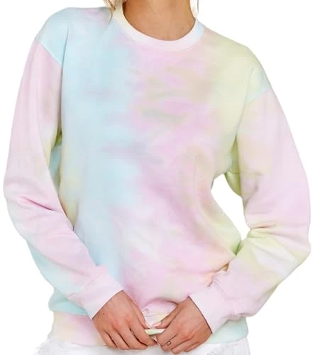 Women's Crew Neck Colour Gradient Digital Print Long Sleeve Sweatshirt Casual Crew Neck Pullover Loo