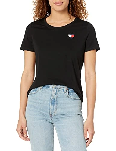 Women's Crew Neck Logo Tee, Black Heart, L