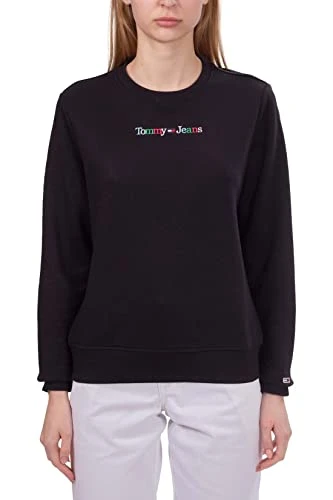 - Women's Crew Neck Sweatshirt with Rainbow Logo, Black, M