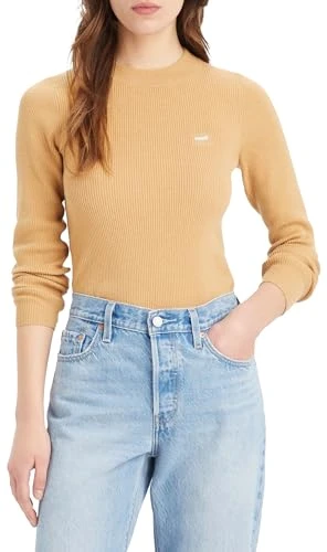 Women's Crew Rib Sweater, tan, XS