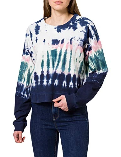 Women's Crewneck TIE DYE Sweatshirt, Blue, S