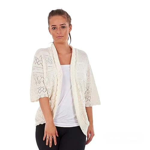 Women's Crochet Knitted Bolero Shrug Ladies Short Sleeve Elegant Open Front Cardigan Top Tees Vest S