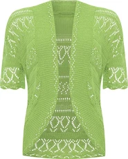 Womens Crochet Knitted Short Sleeve Ladies Shrug Cardigan Top 16-26 Lime Green