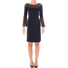 Women's Crochet Lace-Trim Dress Navy 6 Women's Crochet Lace-Trim Dress Navy 6