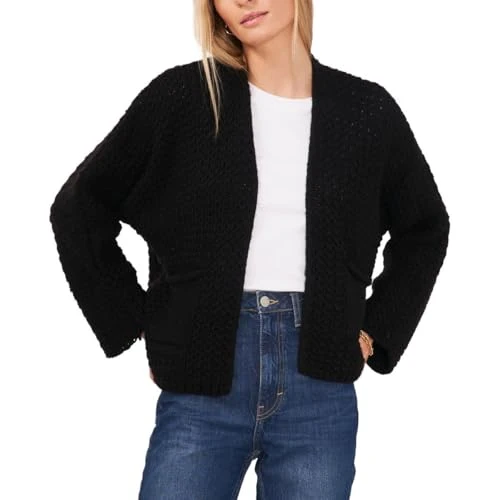 Womens Crochet Long Sleeves Cardigan Sweater Black S