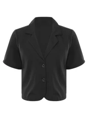 Womens Cropped Blazer Notched Lapel Casual Elegant Classic Short Sleeve Workwear Lapel Suit Black XL Womens Cropped Blazer Notched Lapel Casual Elegant Classic Short Sleeve Workwear Lapel Suit Black XL
