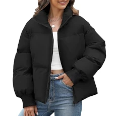 Womens Cropped Puffer Jacket Winter Coats Puffy Zip Up Stand Collar Warm Quilted Jackets Short Down Baggy Outwear, Black, L Womens Cropped Puffer Jacket Winter Coats Puffy Zip Up Stand Collar Warm Quilted Jackets Short Down Baggy Outwear, Black, L