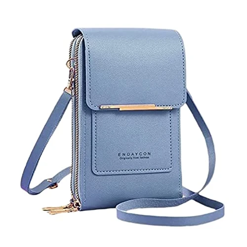 Womens Cross Body Bag Foreign Trade Multifunctional Handbags & Shoulder Bags Touchscreen Phone Wallet Pu Leather Handbags For Women (Blue,One Size)