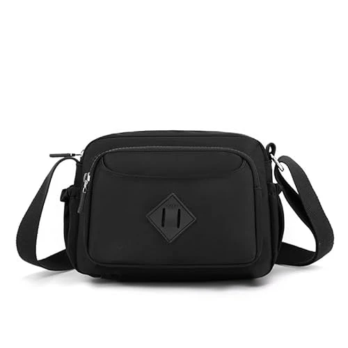 Women's Cross-Body Bags, Nylon Multi Pocket Messenger Handbags for Men Women, Cross Over Shoulder Holiday Handbag for Travel Shopping (Black)