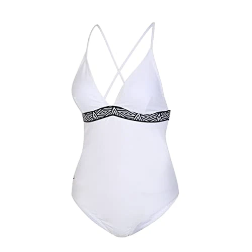 Womens Crossback Taped Swimsuit White XS