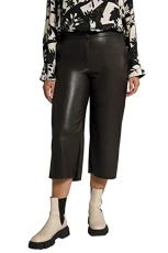 Women's Culotte, Leather Look, Wide, Straight Leg, Open Hem Pants, Pine Bark, 56W / 32L