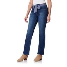 Women's Curvy Bootcut Mid-Rise Jeans (Standard and Plus), Lisbon Belted, 6