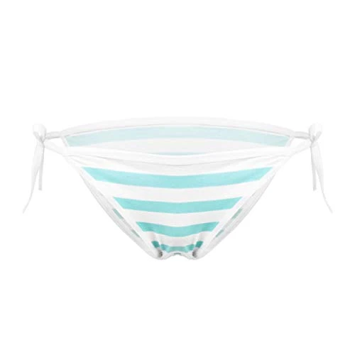 Women's Cute Japanese Style Lingerie Bikini Briefs Tie Side Striped Panties Cotton Underpants Blue One Size