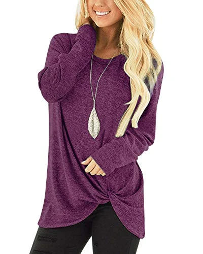 Womens Cute Long Sleeve T Shirt Casual Blouse Tops Crewneck Sweatshirt Short Sleeve Twisted Tees Shi