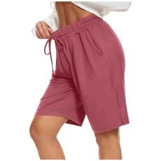Women's Cycling Shorts High Waisted Gym Shorts with Pockets Breathable Quick Dry Yoga Running Shorts Leggings Pull in Pants Women Womens Boxer Shorts Linen Trousers (Pink, XXXXL)