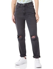Women's D1. Straight HW Cropped Jeans Slacks, Black Vintage, 32