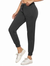 Women's Damen Sporthose High Waist Freizeit Elastischer Bund Jogginghose mit Taschen Yoga Pants, Dunkelgrau-1, S Women's Damen Sporthose High Waist Freizeit Elastischer Bund Jogginghose mit Taschen Yoga Pants, Dunkelgrau-1, S