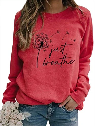 Women's Dandelion Sweatshirt Long Sleeve Shirt Dandelion Print Pullover Autumn Winter Blouse Tops, 3