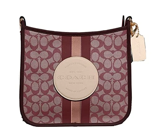Women's Dempsey File Crossbody Shoulder Bag, Signature Jacquard - Stripe - Patch - Wine