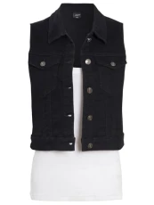 Womens Denim Gilet Stretch Waistcoat Sleeveless Jackets