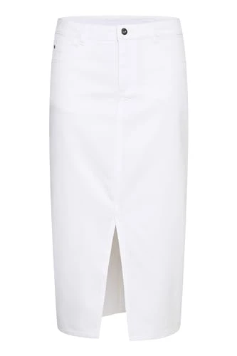 Women's Denim Skirt Pencil Silhouette Midi Length High-Waisted Slim Fit, Chalk, 12