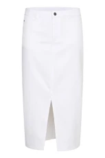 Women's Denim Skirt Pencil Silhouette Midi Length High-Waisted Slim Fit, Chalk, 12 Women's Denim Skirt Pencil Silhouette Midi Length High-Waisted Slim Fit, Chalk, 12