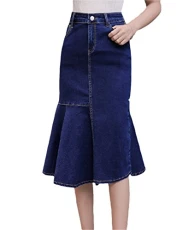 Women's Denim Skirt,A-line Tassel Skirt Slim Fishtail Denim Skirt