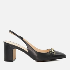 Womens Detailed Leather Slingback Heels - UK - Black