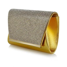 WOMENS DIAMANTE CLUTCH BAG BRIDAL PROM PARTY EVENING SPARKLY CRYSTAL HANDBAG UK Gold