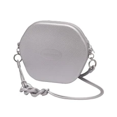 Women's Diamond Bag with Shoulder Strap (Bright Silver), Bright Silver, 21 x 18 x 4,5 cm (Cinturino 115 cm)