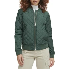 Women's Diamond Quilted Bomber Jacket (Regular & Plus Size), Darkest Spruce, S