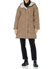 Women's Diamond Quilted Jacket, Mushroom, S Women's Diamond Quilted Jacket, Mushroom, S