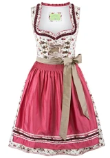 Women's Dirndl Isadora Special Occasion Dress, Cream-Fuchsia, 32