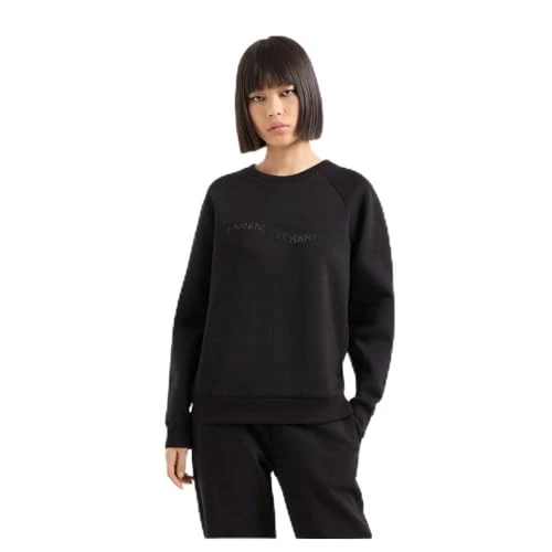 Women's Distorted Logo, Crew Neck, Soft Touch Sweatshirt, Black, S