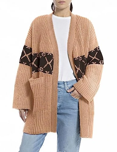 Women's DK3556.000.G22926 Cardigan Sweater, Jacquard Desert/Deep Brown 020, XS