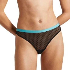 Women's Dot Mesh Bikini Style Underwear, Black (Black), M