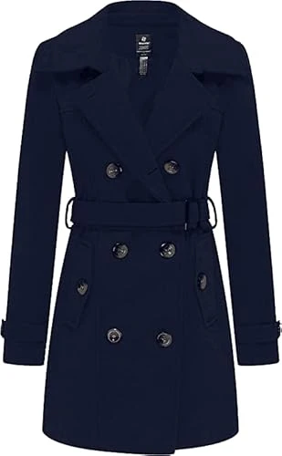 Women's Double Breasted Warm Coat Elegent Warm Trench Coat Mid-Length Trench Coat Blend Pea Coat Sty