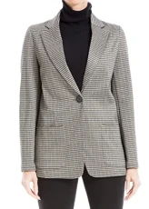 Women's Double Knit Blazer, Black/Taupe Glen-651, M Women's Double Knit Blazer, Black/Taupe Glen-651, M