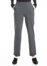 Women's Double Knit Slim Trouser Pants, Black/Charcoal Marled Mini Houndstooth-ym-ab200505, Large