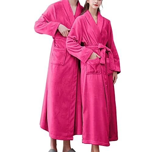 Women'S Double Pocket Flannel Bathrobe Soft And Warm Double Faced Velvet Bathrobe Pajamas And Home Wear Bathrobe Robe Sheer Robe