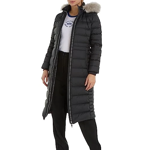 Women's Down Coat With Fur Winter, Black (Black), L