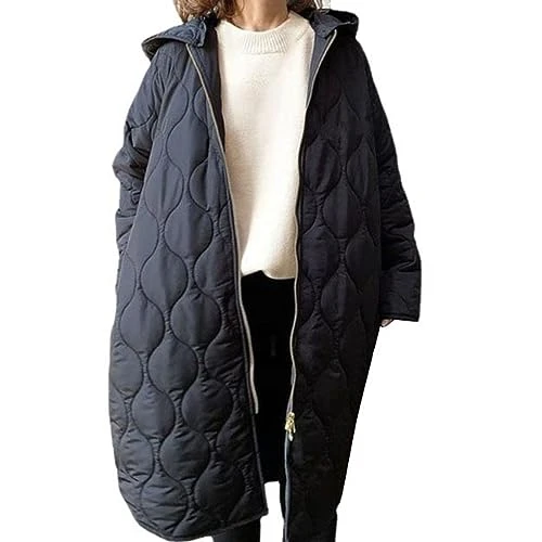 Womens Down Jacket Pure Color Loose Fit Puffer Coat Natural Down Filling Thermal Mid Length Outerwea