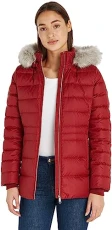 Women's Down Jacket With Fur Winter, Red (Rouge), XXS Women's Down Jacket With Fur Winter, Red (Rouge), XXS
