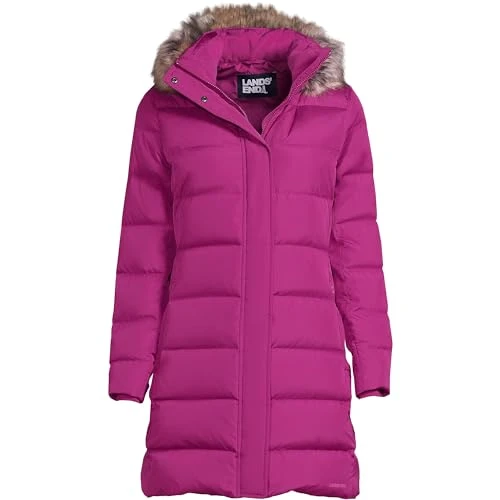 Women's Down Winter Coat, Magenta Berry, Regular Large