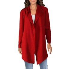 Women's Drape Front Long Jacket Blazer, Titian Red, XS Women's Drape Front Long Jacket Blazer, Titian Red, XS